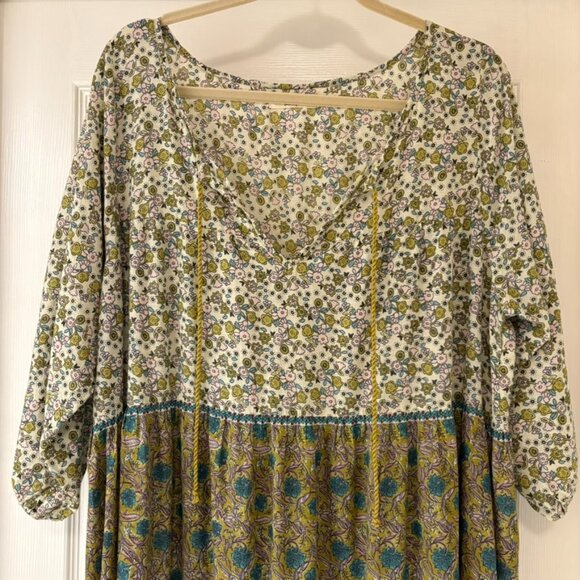Natural Life Auguste Maxi Dress, Chartreuse Floral XL - Picture 3 of 8